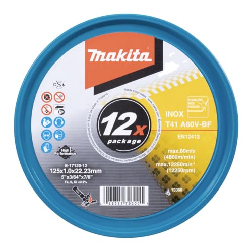 Makita E-17120-12 - Disco Da Taglio Dritto, 125 Mm, 12 Pezzi.