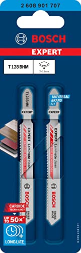Bosch Professional - 2 Lame Per Seghetto Alternativo Expert 'Laminate Clean' T 128 Bhm (Per Vinile Laminato Compatto, Pvc, Hpl, Lunghezza 92 Mm, Acces