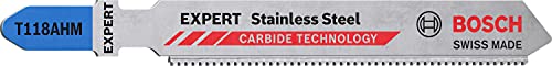 Bosch Professional - 2 Lame Per Seghetto Alternativo Expert 'Stainless Steel' T 118 Ahm (Per Lamiere In Acciaio Inox, Lunghezza 83 Mm, Accessori Per S
