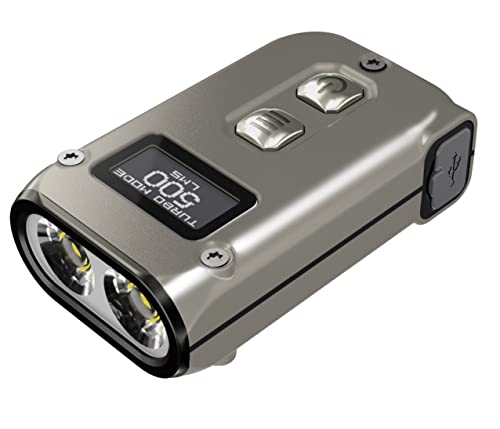 Nitecore Tini 2 Titanium, Torcia Piccola, Torce Led Ricaricabili Usb-C, 500 Lumen In 5 Livelli, Fino A 600 Ore Di Autonomia