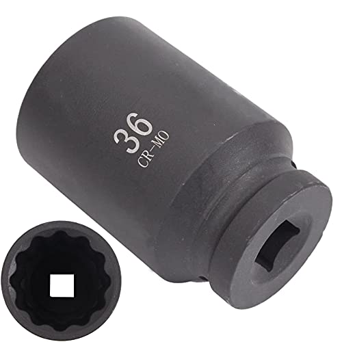 Cclife 1/2″ Chiave Bussola 36 Mm 12 Punte Per Bussola Poligonale Avvitatori Ad Impulso, Attacco Quadro