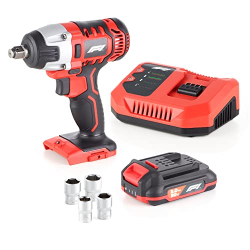 Keinemarke Formula 1 - Avvitatore A Percussione Da 1/2", 20 V, 1 Batteria Da 2,0 Ah, 220 Nm, 4 Bussole Da 17/19/21/22 Mm, In Valigetta