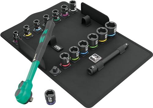 Wera 05005530001 8100 Sb 12 - Set Di Cricchetti, Leva Di Commutazione, Azionamento Da 3/8", Metrico, 16 Pezzi