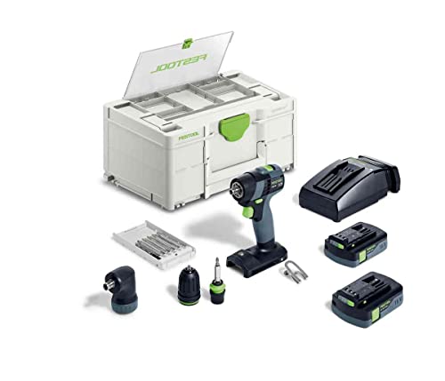 Festool Trapano Avvitatore A Batteria Txs 18 C 3,0 Set Con Batteria + Caricatore Rapido + Supporto Magnetico + Mandrino Utensile + Inserto Angolare +