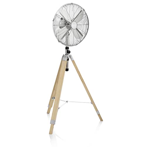 Tristar Ventilatore Metallico Su Piedistallo Ve-5804, Ø 40 Cm, Treppiede In Legno, Colore: Bianco