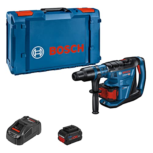 Bosch Professional Biturbo Martello Perforatore A Batteria Gbh 18V-40 C (Con Sds Max, Potenza Del Colpo Da 9,0 J, 2 Batterie Procore 8.0Ah, Caricabatt