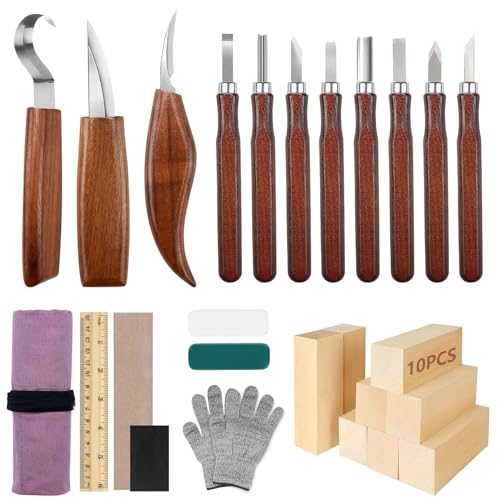 Yutuy Intaglio Legno,29Pcs Strumenti Per Intaglio Del Legno,Set Di Utensili Da Intaglio In Legno,Kit Intaglio Legno Professionale,Per La Lavorazione D