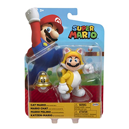 Nintendo Super Mario Action Figure 10 Cm Cat Mario Giocattolo Da Collezione Con Campana Accessorio