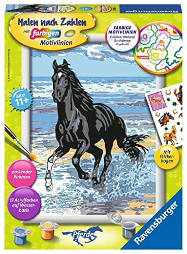 Ravensburger Spieleverlag Pferd Am Strand. Malen Nach Zahlen Serie D Pferde: Mit Pferde Stickerbogen!