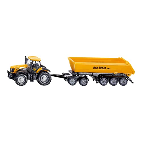Siku 1858, Trattore Jcb Con Rimorchio Dolly E Cassone Ribaltabile, 1:87, Metallo E Plastica, Giallo, Cassone Rimovibile