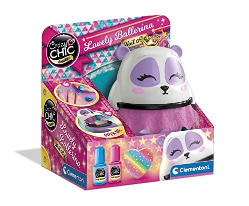 Clementoni - 18694 - Crazy Chic - Lovely Ballerina - Nail Art, Kit Unghie, Set Unghie Bambina 6 Anni+, Smalti Decora Unghie, Trousse Con Smalti, Regal