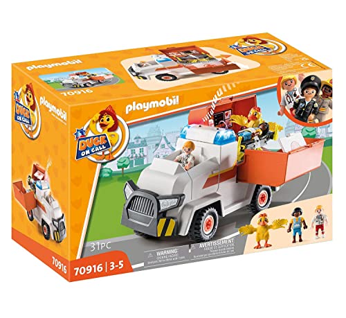 Playmobil Duck On Call 70830 Centro Operativo Mobile, Con Caserma Dei Pompieri E Stazione Di Polizia, Custodia Pieghevole Portatile, Giocattolo Per Ba
