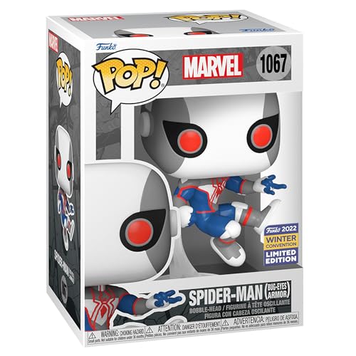 Funko Pop! Marvel: Spider-Man Bug-Eyes Armor - (White/Blue) , Convention - Marvel Comics - Fumetti Marvel - Esclusiva Amazon - Figura In Vinile Da Col