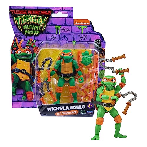 Giochi Preziosi - Tartarughe Ninja 2023 Caos Mutante – Michelangelo In Versione Action Figure Articolata – Dimensione 12 Cm – Con Realativa Arma Da Co