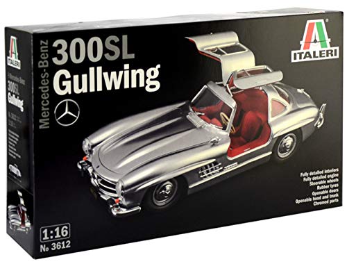 Italeri-3612 300Sl Gullwing Scala 1:16, Modellismo, Model Kit, Automobili Mercedes-Benz Modello In Plastica Da Assemblare E Pitturare, Colore Grigio,
