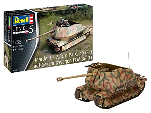 Revell 03292 Marder I Su Fcm 36 Base 1:35 Kit Modello In Scala 7,5Cm Pa.K. 40 (Sf.) Auf (F), Colore Non Verniciato