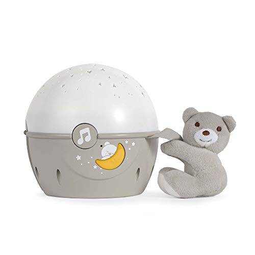 Chicco Next2Stars, Luce Notturna Per Bambini, Neutra | Proiettore A Luce Stellare Per Lettini E Culle, Sensore Sonoro, 3 Effetti Di Luce E Musica