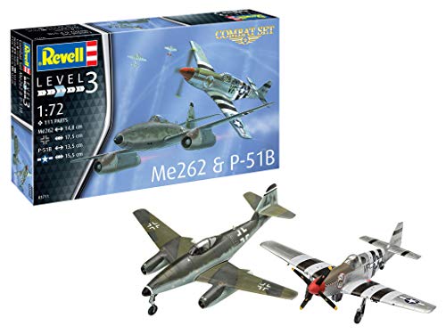 Revell- Combat Set Me262 & P-51B Accessori, Colore Non Laccato, Rv03711