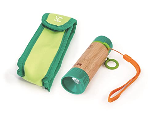 Hape E5579 Hand-Powered Flashlight With Case, Made From Bamboo, Nature Fun, Outdoor Toys