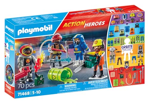 Playmobil Action Heroes 71468 My Figures: Pompieri, Con Figure Personalizzate E Accessori Staccabili, Giochi Di Ruolo Divertenti, Giocattolo Sostenibi