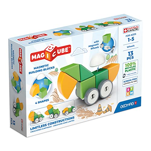 Geomag 202Blme Magnetic Dice For Children, Green Yellow, 13 Pieces