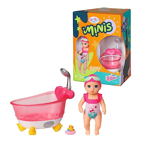 Baby Born Minis Playset Vasca Da Bagno Con Amy 906101 - Bambola Da 6.5 Cm Con Accessori E Corpo Mobile Per Un Gioco Realistico - Adatto A Bambini Dai