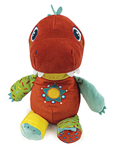 Clementoni- Milo Il Mio Dinosauro-Peluche Sviluppo Multisensoriale, Interattivo, Educativo, Gioco Bambino 6 Mesi, Lavabile In Lavatrice, Colore Italia