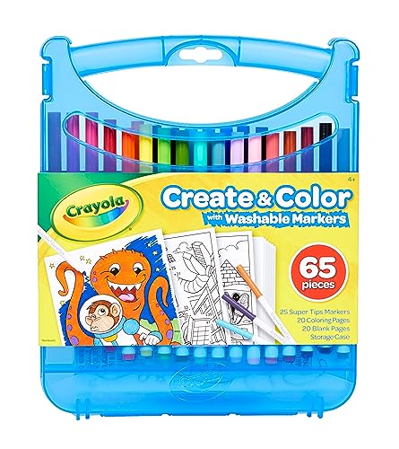 Crayola - Set Valigetta Pennarelli Lavabili Supertips, 65 Pezzi, Attività Creativa E Regalo Per Bambini, Da 4 Anni, 04-0377