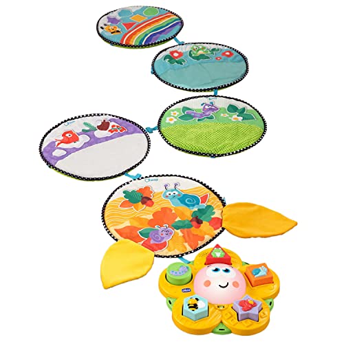 Chicco Tappeto Gioco Bambini Sentiero Delle Stagioni, Percorso Sensoriale Elettronico E Gioco A Incastri Con 5 Tappetini Morbidi E Fiore Centrale Con