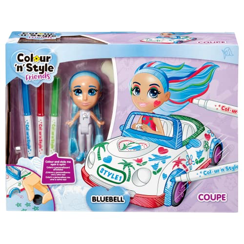 Goliath, Colour 'N Style, Bambola Da Colorare Con Auto, Adesivi E Pennarelli Lavabili Per La Personalizzazione, Per Bambine Dai Tre Anni In Su