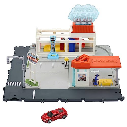 Matchbox - Autolavaggio Playset Per Macchinine, Luci E Suoni Realistici, Collegabile Ad Altri Set, Con 1 Macchinina Matchbox, Giocattolo Per Bambini 3
