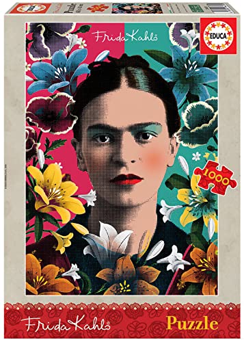 Educa - Puzzle Da 1000 Pezzi Per Adulti | Frida Kahlo | Dimensioni: 48 X 68 Cm. Include La Colla Del Puzzle Fix. Consigliato A Partire Dai 14 Anni (18