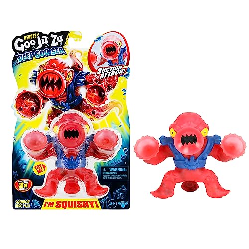 Heroes Of Goo Jit Zu Deep Goo Sea Heroes Pack With Squidor Super Stretchy And Stretch Action Figure Con Speciale Riempimento Di Muco E Ventosa