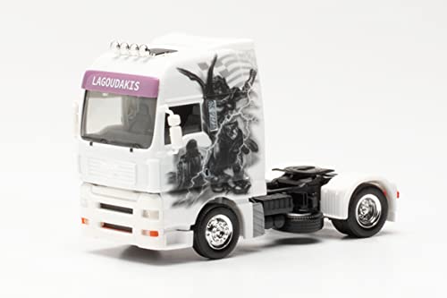 Herpa Modello Di Camion Man Tga Xxl Trattore Lagoudakis 4/Zeus, Fedele Alla Scala Originale Di 1:87, Miniatura Per Diorami, Modellismo, Pezzo Da Colle