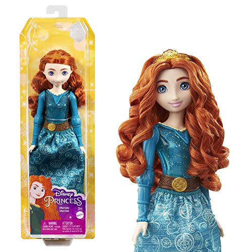 Mattel Disney Princess - Merida Bambola Snodata, Con Capi E Accessori Scintillanti Ispirati Al Film Disney, Giocattolo Per Bambini 3+ Anni, Hlw13