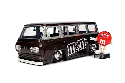 Jada - M&Ms Red & 1965 Ford Econoline Van In Scala 1:24, 8 Anni, Die Cast, Metallo Pressofuso,Funzionamento A Ruota Libera, In Scala 1:24, Incluso Per