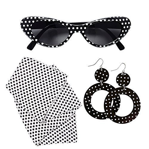 "50S Lady" (Glasses, Earrings, Neck Scarf) -