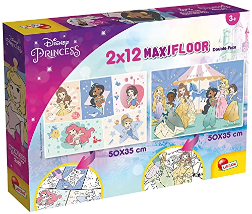 Lisciani Giochi - Disney Puzzle Supermaxi 2 X 12 Princess Puzzle Per Bambini, 86573