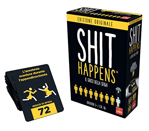 Goliath Shit Happens - Il Gioco Della Sfiga, Gioco Divertente Per Feste, Dai 18 Anni In Su, Gioco Carte, Party Game, 200 Carte Sfigate