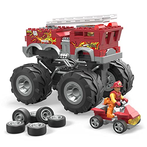 Mega - Hot Wheels 5-Alarm Monster Truck Set Di Costruzioni Con 284 Pezzi E 2 Micro Piloti, Set Regalo, Giocattolo Per Bambini 5+ Anni, Hhd19