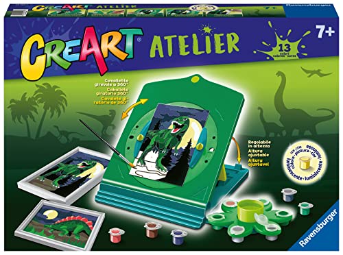 Ravensburger - Il Mio Fantastico Atelier Creart, Set Con Cavalletto Tema Dinosauri, Dipingere Con I Numeri, Gioco Creativo Bambini 7+ Anni