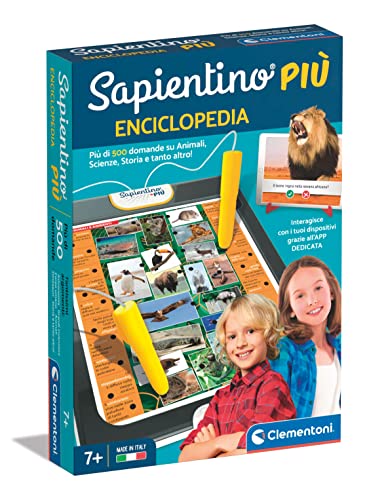 Clementoni Enciclopedia-Gioco Elettronico, Quiz Su Animali, Corpo Umano, Dinosauri E Storia-Sapientino Penna Interattiva, Educativo 7 Anni, Made In It