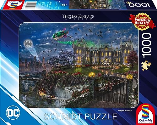 Schmidt Spiele Thomas Kinkade 58427-Puzzle Da 1000 Pezzi, Con Avvertitore Dc, Wayne Manor, 58427
