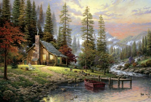 Schmidt Spiele 58455 - Thomas Kinkade "Casa Tra Le Montagne", Puzzle Da 500 Pezzi