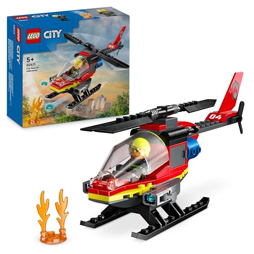 Lego City Elicottero Dei Pompieri, Veicolo Giocattolo Da Costruire Con 2 Elementi Lancia-Acqua E Minifigure Del Pilota Vigile Del Fuoco, Giochi Per Ba