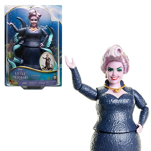 Disney La Sirenetta - Ursula, Bambola Con Gli Inconfondibili Tentacoli Scintillanti E Capelli Color Lavanda, Collana Rimovibile E Dettagli Luccicanti,