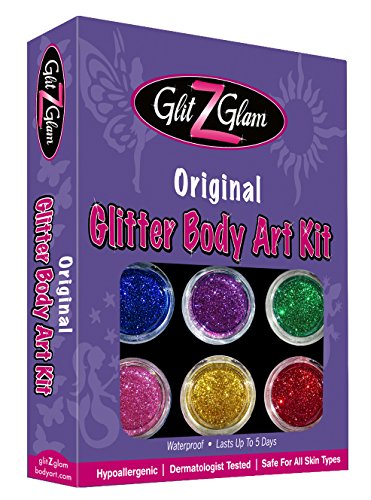 Kit Originale Tatuaggi Glitterati: Tatuaggi Temporanei Per Bambini E Adolescenti Con 6 Glitter Grandi E Stencil Riutilizzabili