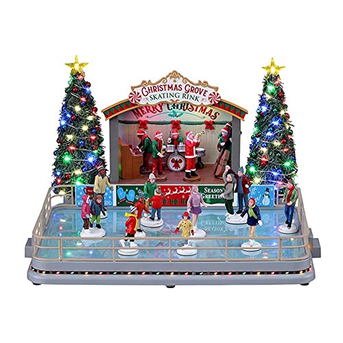 Lemax 14870-Uk Caddington Village Sights & Sounds: Christmas Grove Skating Rink, Multicolore