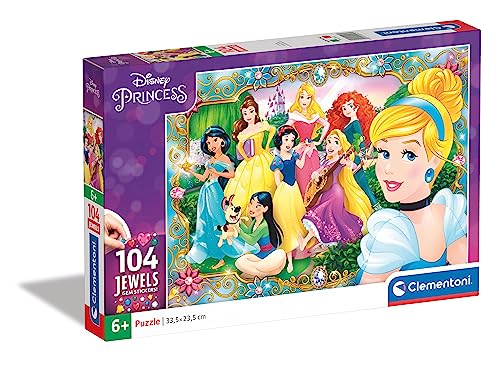 Clementoni-Le Principesse Disney & Sofia Princess Italy Jewels Puzzle, Multicolore, 104 Pezzi, 20147