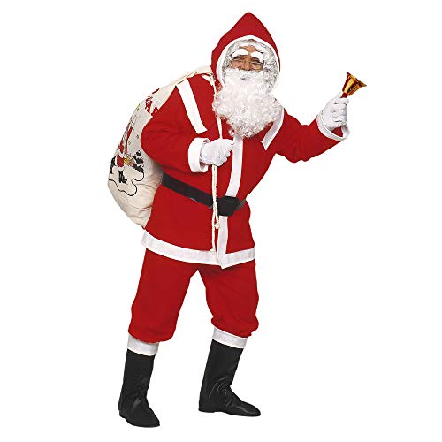 "Deluxe Santa Claus" Flannel (Jacket, Pants, Belt, Hood, Boot Covers, Wig, Beard With Moustache And Eyebrows) - (One Size Fits Most Adult)